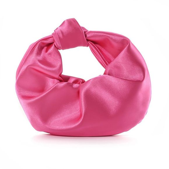 Ruched Clutch Purse Satin Evening Handbag Top Handle Knotted Purse UwU - Picture 1 of 7